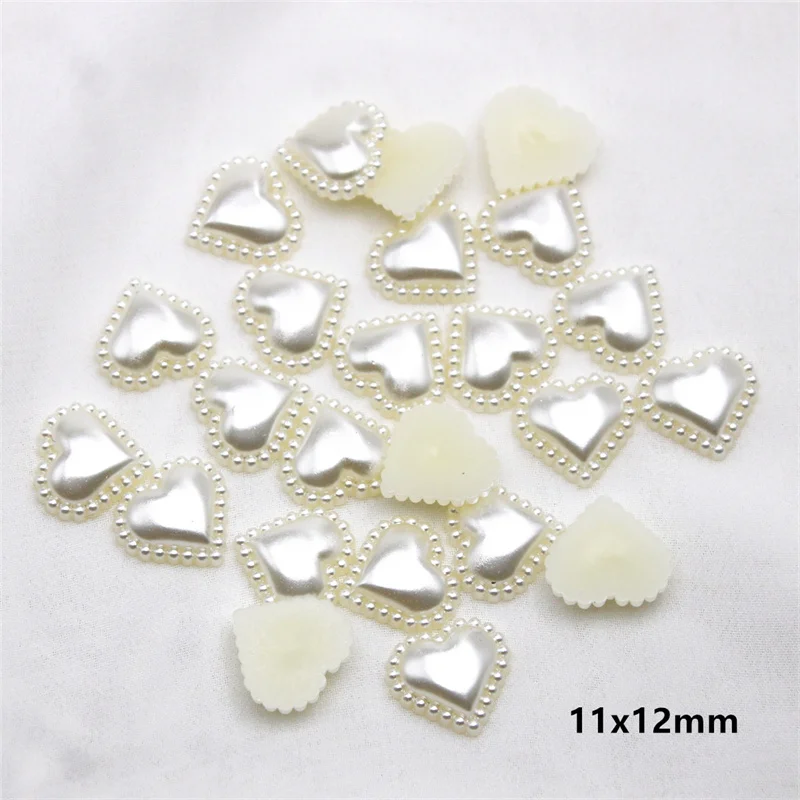 50 Stks/partij 18Mm Ivoor/Wit Hart Parel Kralen Abs Resin Plaksteen Gesimuleerde Pearl Kralen Sieraden Accessoires