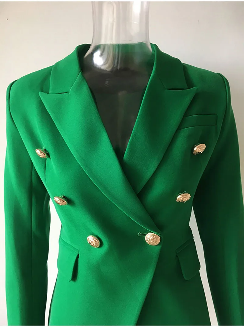 Blazer fino de peito duplo feminino, jaqueta com botões de leão, rua alta, estilista elegante, 2022