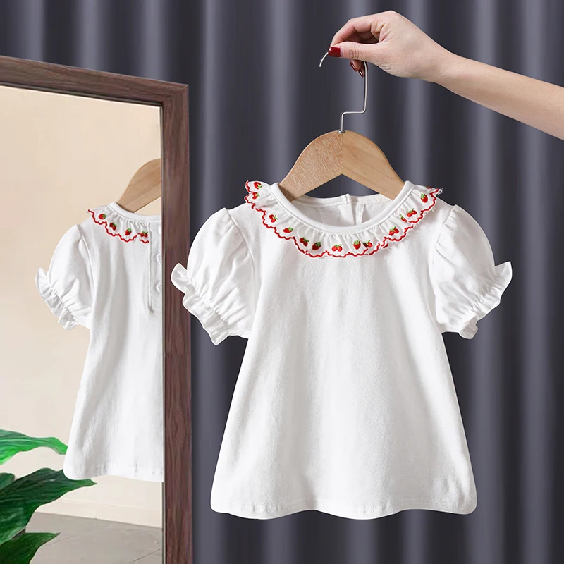 

Lovely Baby Girls T-Shirts Summer Short Sleeve Round Neck Cotton Shirt Kids Toddler Casual Tees Children Clothes Tops