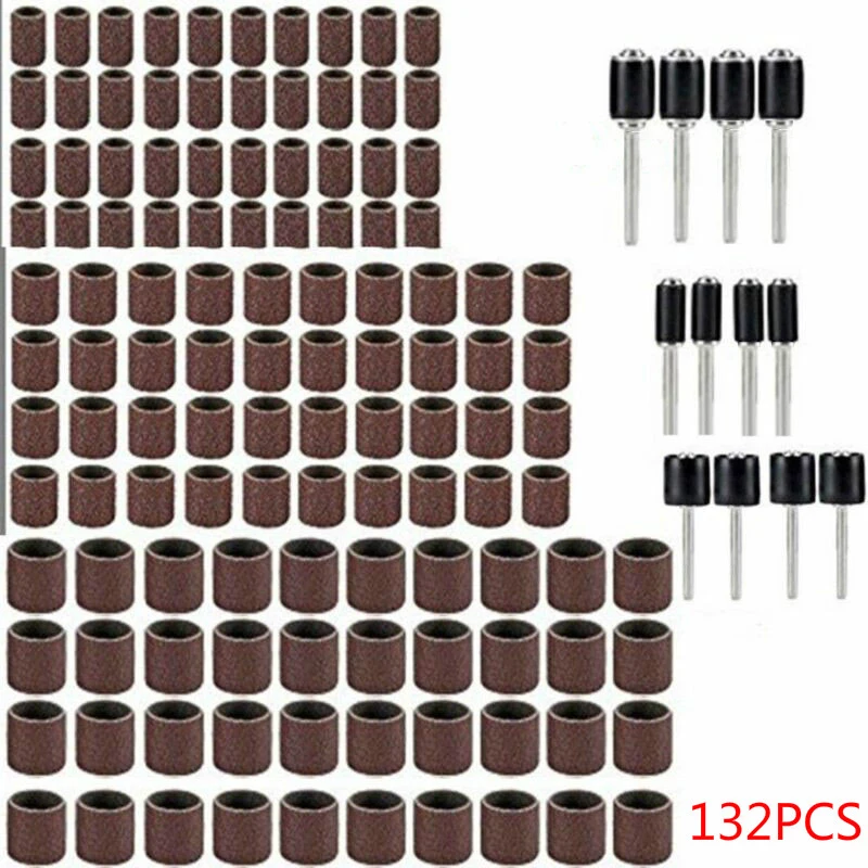 132Pcs 1/2 "3/8" Gemengde Drum Doorn & Schuren Drum Mouwen Voor Rotary Tool Worden