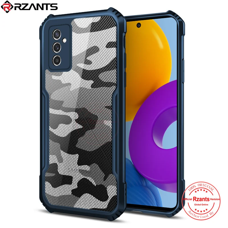 Rzants For Samsung Galaxy M52 5G Case Hard Camouflage Cover TPU Frame Bumper Half Clear Phone Shell