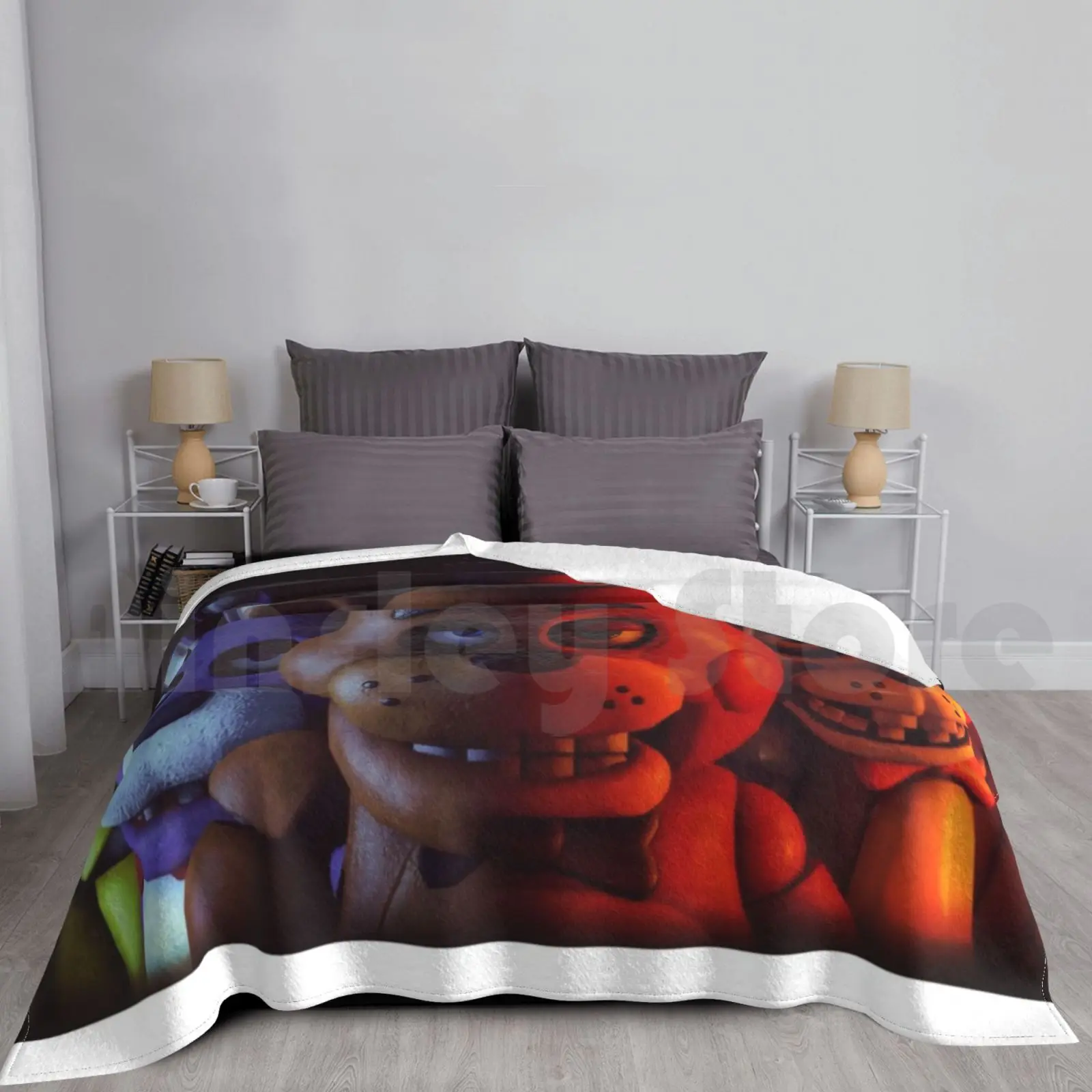 Five Nights At Blanket For Sofa Bed Travel Fnaf Fazbear Bonnie Chica Foxy Animatronic Video