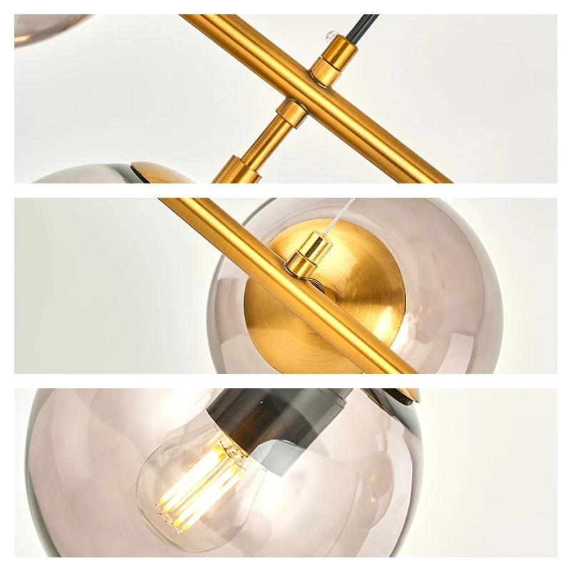 Modern Luxury Chandeliers LED Glass Ball Gold Lamp Scandinavian Table Dining Room Nordic Style Ceiling 220v Pendant Lights Sets