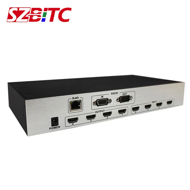 SZBITC HDMI Matrix 4x4 SZBITC 4K Video Switcher 4 in 4 out Video Controller EDID RJ45 RS232 Control with Remote Control