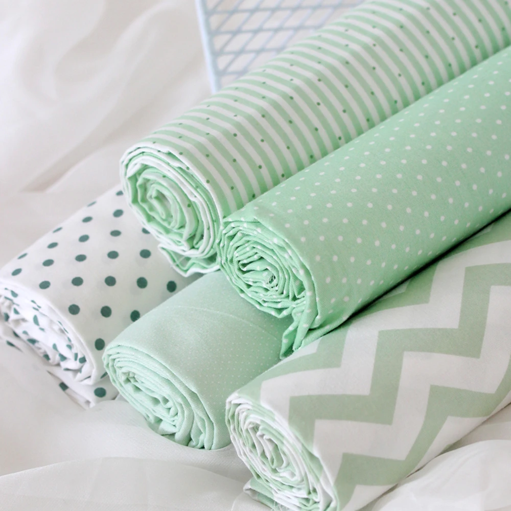 160x50cm Green Wave Dots Twill Cotton Sewing Fabric DIY Bedding Sheet Home Decoration Making Children\'s Clothing Cloth