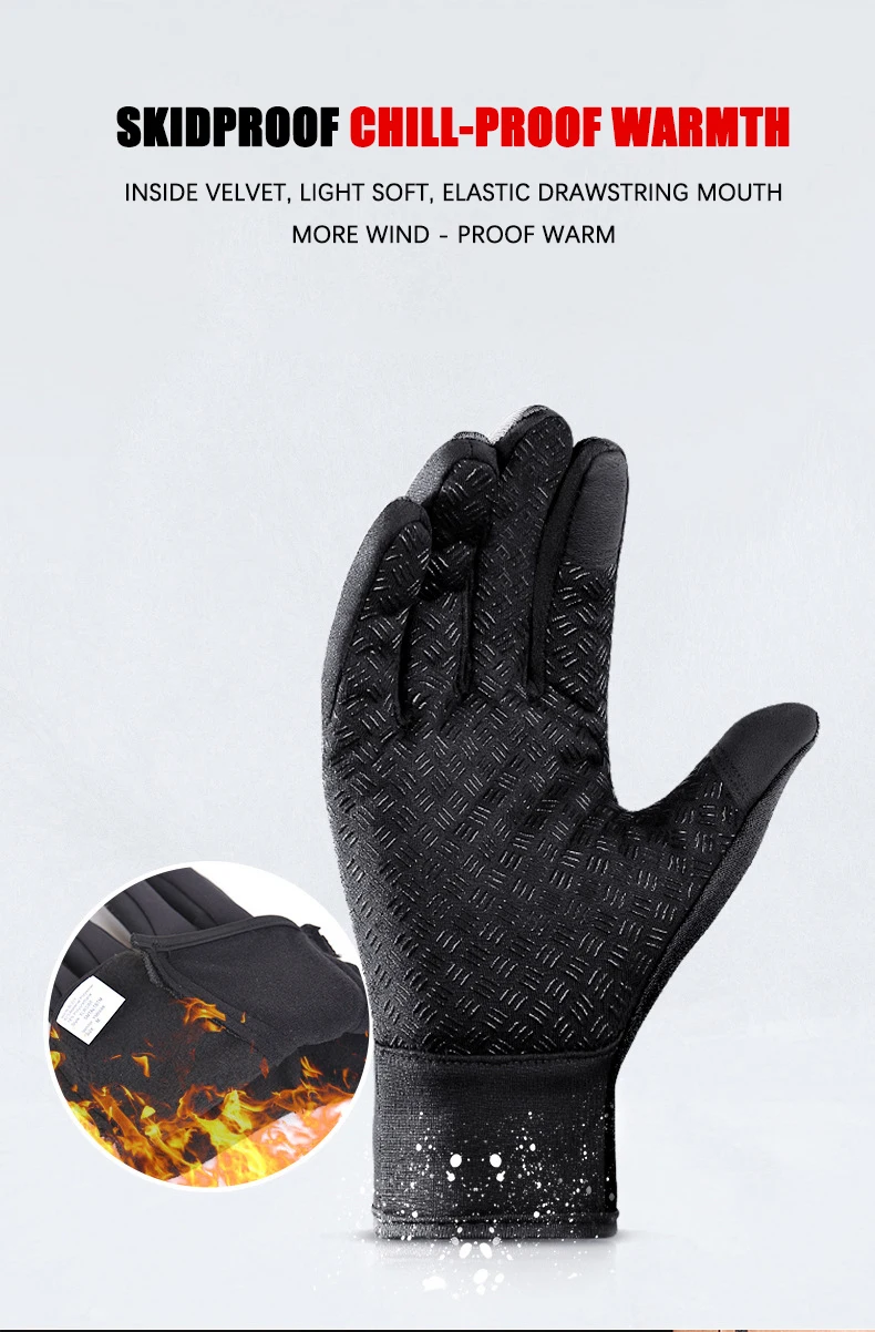 Männer Frauen Radfahren Winter Warme Sport Handschuhe Touchscreen Outdoor Angeln Splash-proof Skifahren Snowboard Rutschfeste Zipper Handschuhe – Detail 5