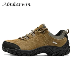 Otoño primavera hombres al aire libre montaña gamuza cuero genuino zapatos de senderismo Trekking zapatillas Camping caminata seguimiento Treking escalada