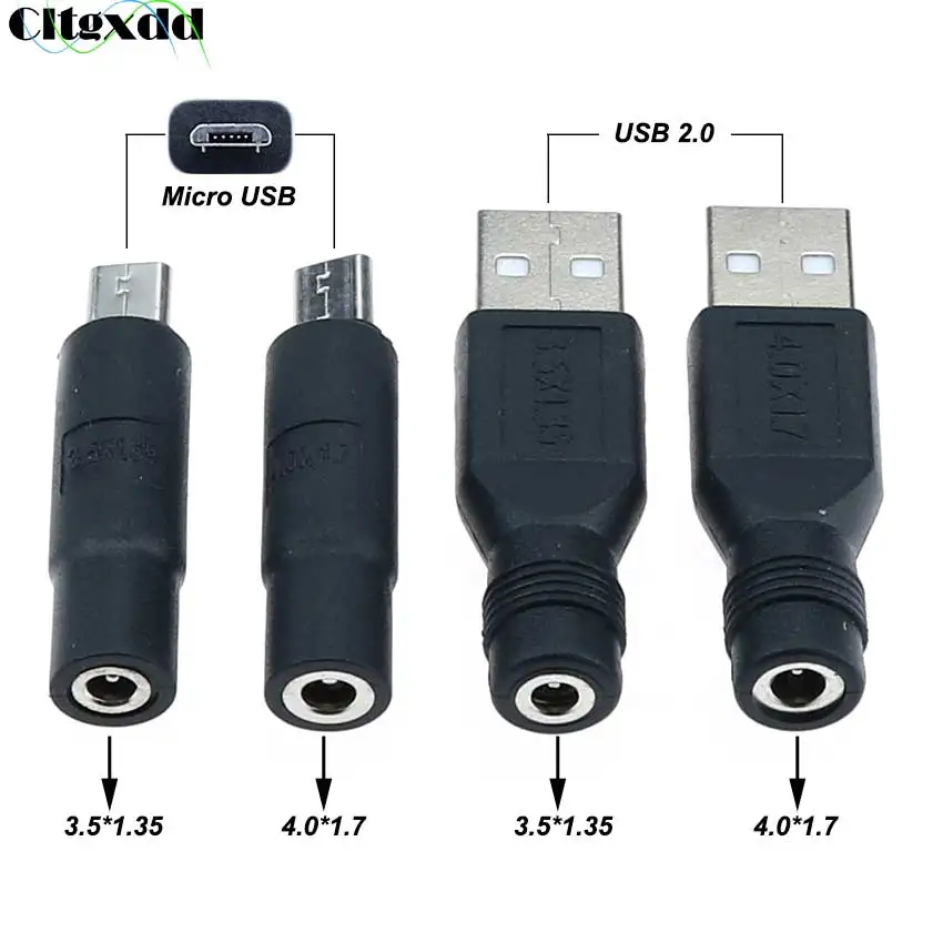 

Cltgxdd 1PCS Micro USB / USB 2.0 Male to DC 3.5*1.35 / 4.0*1.7 mm Female Plug Jack Converter Laptop Adapter Connector