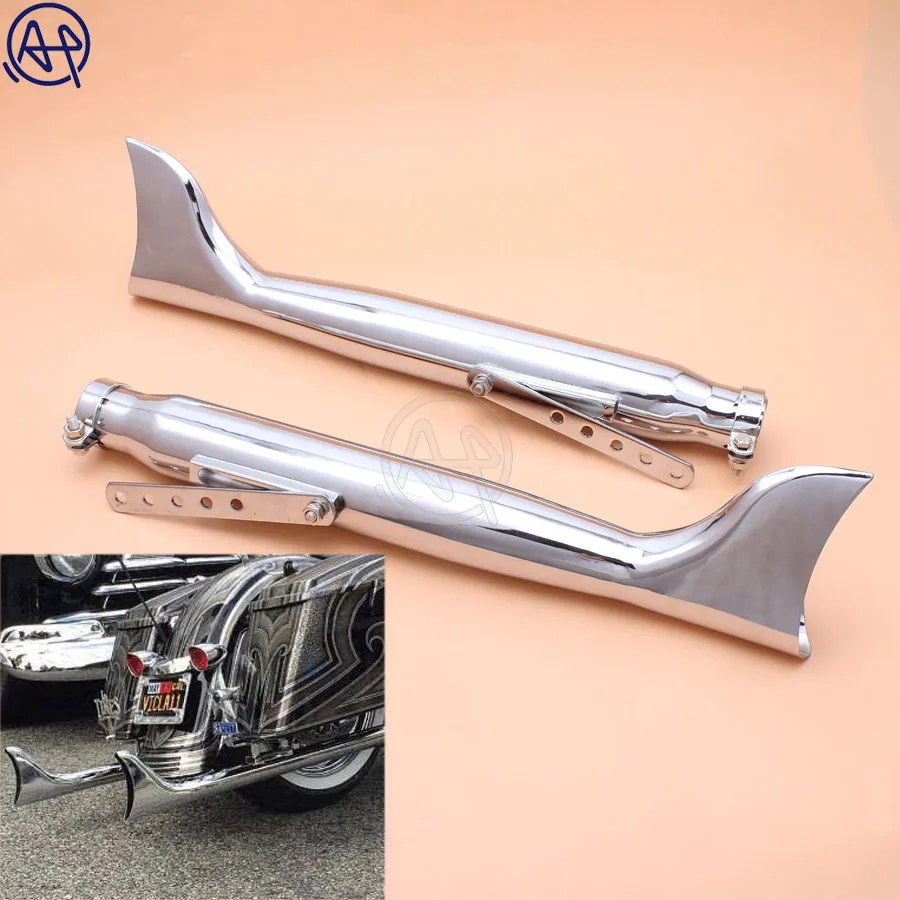 Universal Motorcycle Fish Tail Style Exhaust Pipe For Harley Bobbers Racing Bikes Chopper Bobber Cafe Racer Vintage Silencer