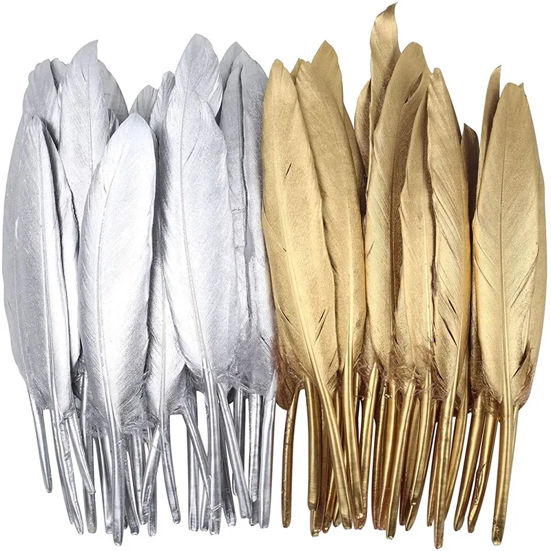 10/20 قطعة الذهب بطة الريش لتقوم بها بنفسك التطريز الديكور قبعة الزفاف الريش لصنع المجوهرات dreamcatchers أعمدة crafts10-15CM