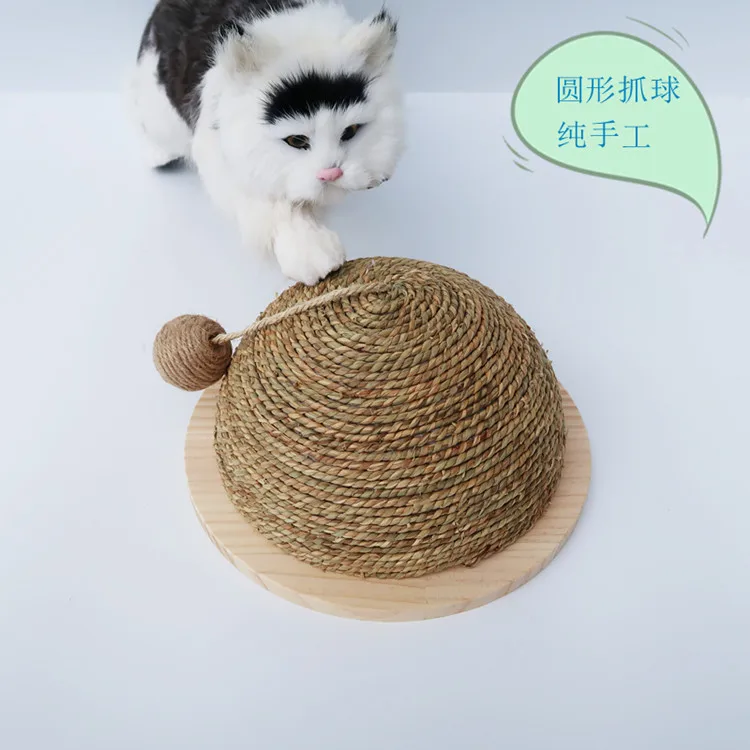 Round Ball Scratching Board for Cat, Solid Wood, Semicircle Catching Board, Funny Toy