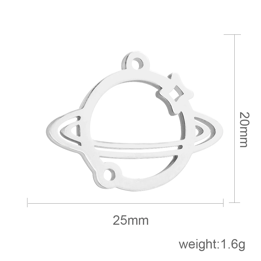 MYLONGINGCHARM Universe Charms Pendant for Crafting Jewelry Making 20x25mm Stainless Steel Planet Findings