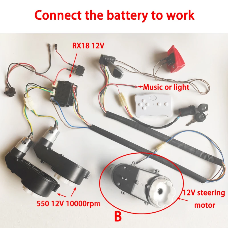 Children Electric Vehicles Wiring Harness DIY With RX30 RX18 Remote Control Kit and 12V 24V RS550 Gearbox Ride On Toys Car Parts image 3