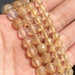 4-10mm Faceted Yellow Citrines Quartzs Stone Beads Natural Loose Spacer Beads for Jewelry Making DIY Bracelet Accessories 15''