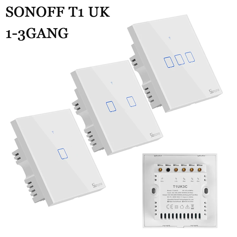 Sonoff TX T1 UE T2 US 1 2 3 Gang Interruttore Wifi Smart Home, Casa Intelligente 433/RF di Tocco Chiaro DELLA PARETE Interruttore via Ewelink