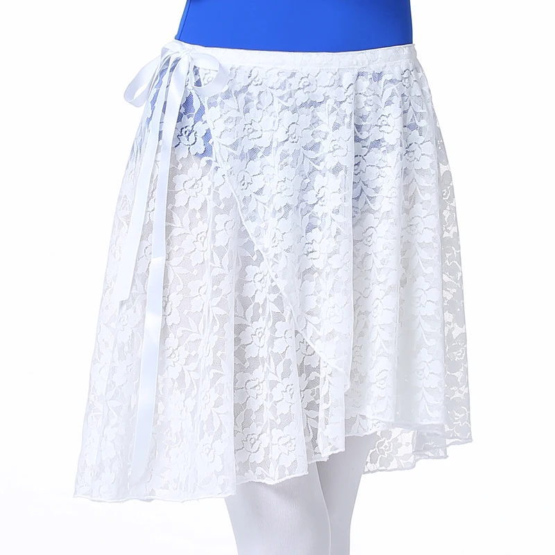 Ballet skirt lace female tie one-piece skirt elastic belt front short back long adult chiffon dance lyric skirt