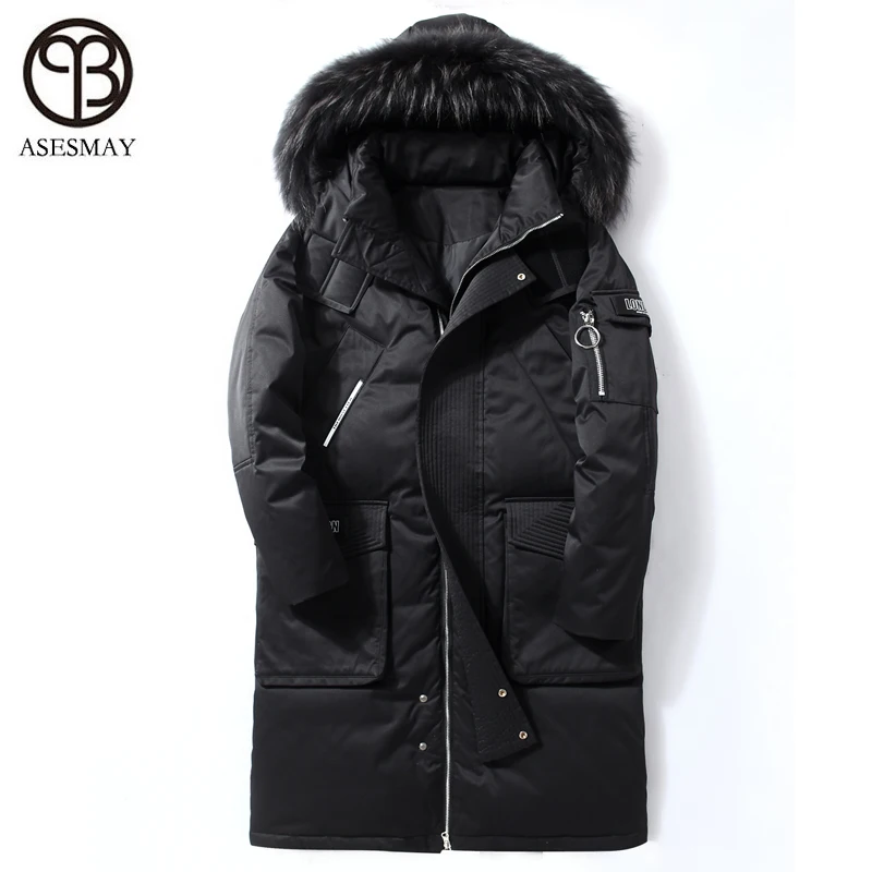 2022 New Arrival Men Down Jacket Winter Men‘s Parka Hoodies Real Fur Long Men Coat Casual High Street Thick Warm Male Outerwear