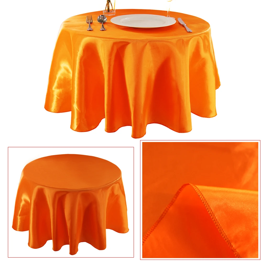 Round 145cm(57inch) Satin Tablecloth Solid Color Table Covers For Wedding Birthday Christmas Party Round Table Cloth Home Decor