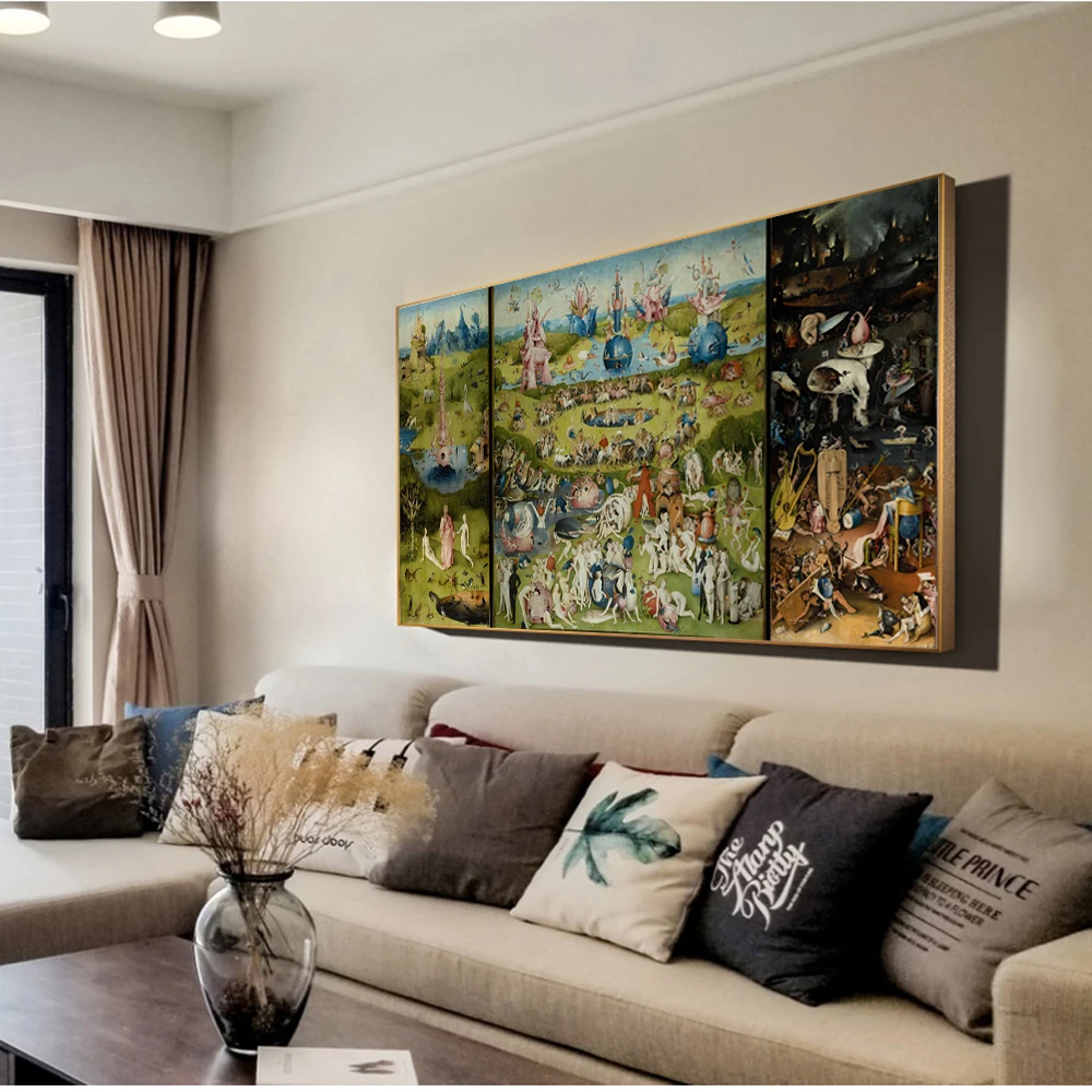 The Garden of Earthly Delights Bosch Hieronymus Oil Painting Canvas Posters and Prints Cuadros Wall Art Pictures For Living Room