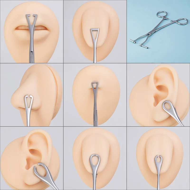 1PC Surgical Steel Septum Tragus Ear Piercing Forceps Safety Tweezers Opening Round Plier Lip Navel Nose Piercings Clamp Tool