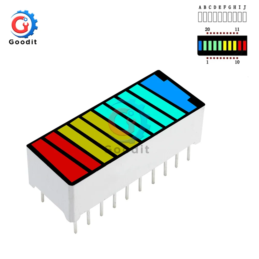 10 Segment Bargraph Light Display Module LED Display Module Bar Graph Ultra Bright Red Yellow Green Blue Colors Multi-color