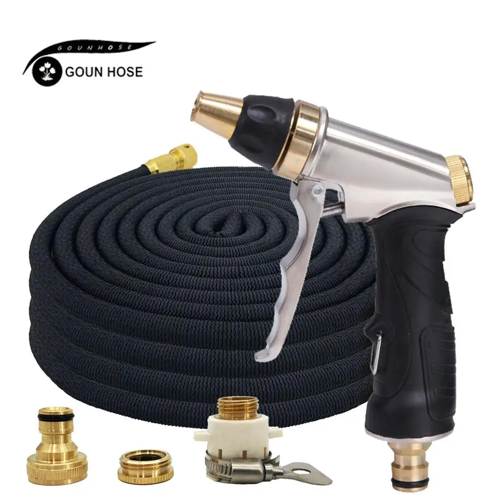 

Hot Sale 25ft-100ft Garden Magic Hose Telescopic Hose Flexible Plastic Car Wash Hose Metal Spray Gun Outdoor Garden Watering