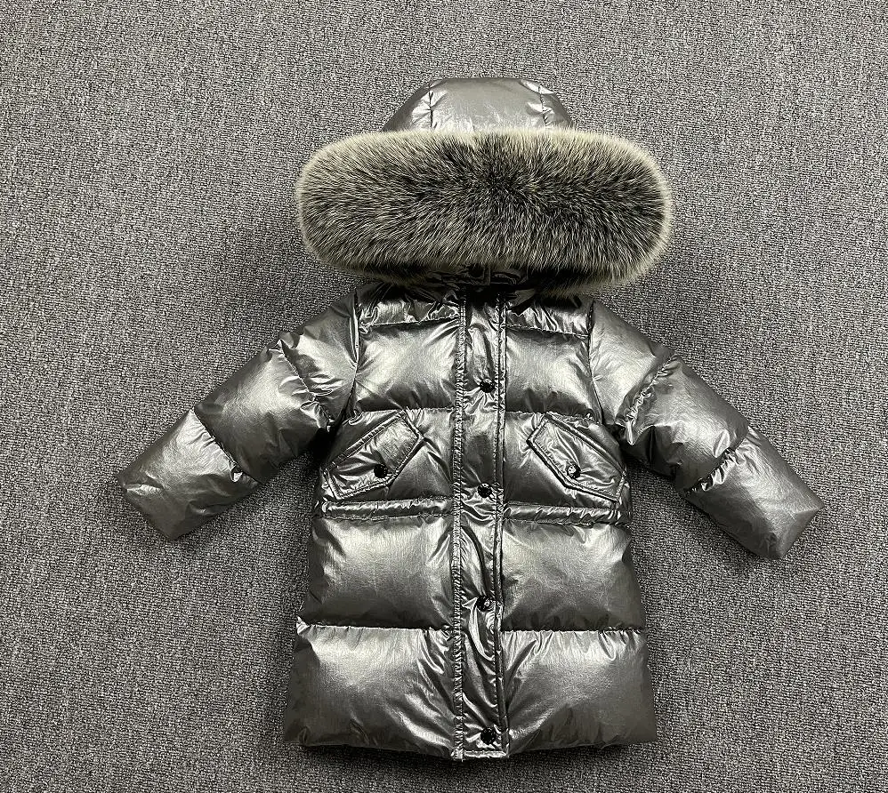 Russia Winter New Thicker Down Jacket 2021 Big Real Fur Collar High Quality Down Outerwear Children Down Coats Kids Clothes W394