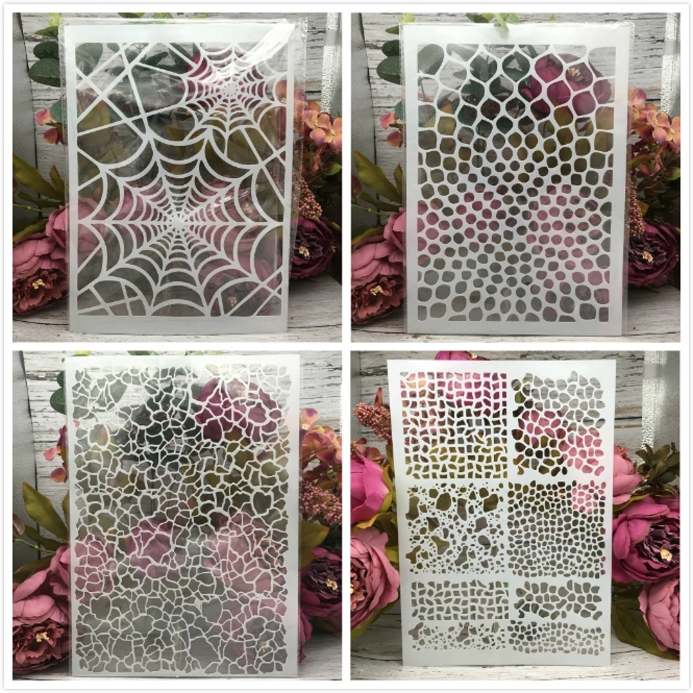 mosaic spider net stencils para pintura de parede faca voce mesmo mosaico scrapbook colorir gravacao em relevo album modelo decorativo a4 29cm pecas 01