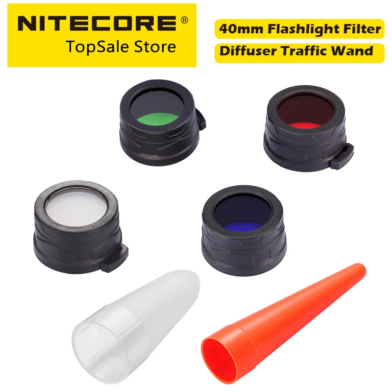 NITECORE 40mm Flashlight Red Blue Green Diffuser Traffic Wand Adapter NFR40 NFB40 NFG40 NFD40 NDF40 NTW40 for Torches MH25s EA41