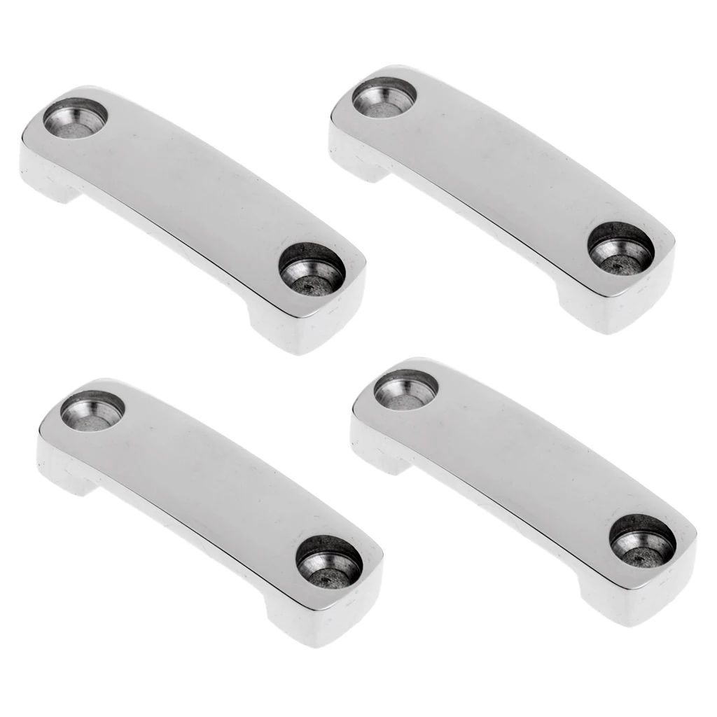 4 Pcs 316 Stainless Steel Bimini Top Strap, Pad Eye,Footmans Loop for Buggy, Kayak Tie Downs, Polished