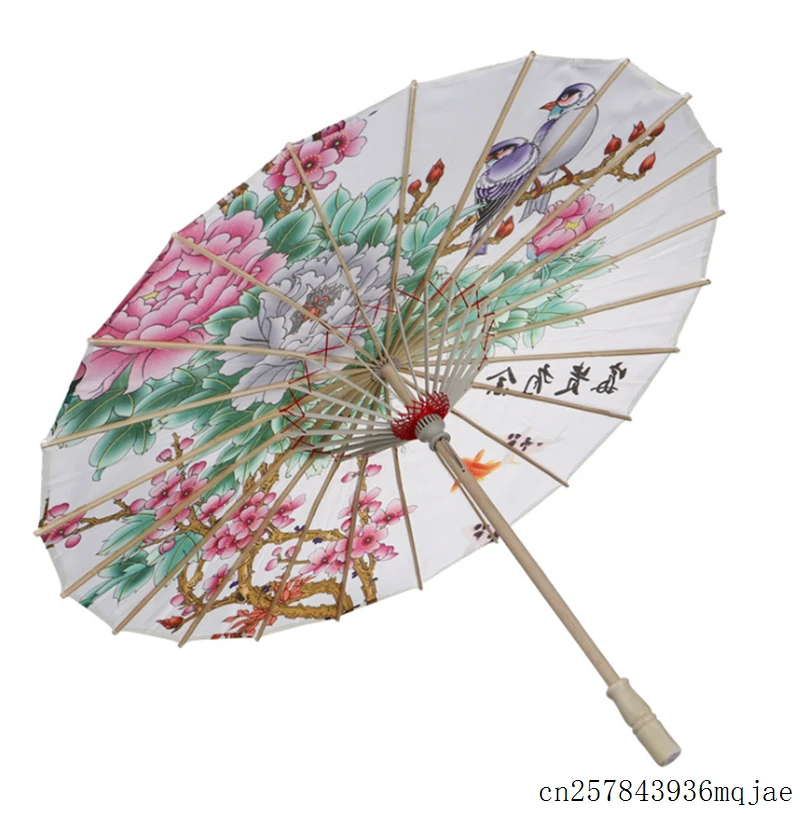 20pcs Silk Women Umbrellas Chinese Style Dance Umbrella Decorative Umbrella Japanese Cherry Blossoms Silk Ancient Umbrellas