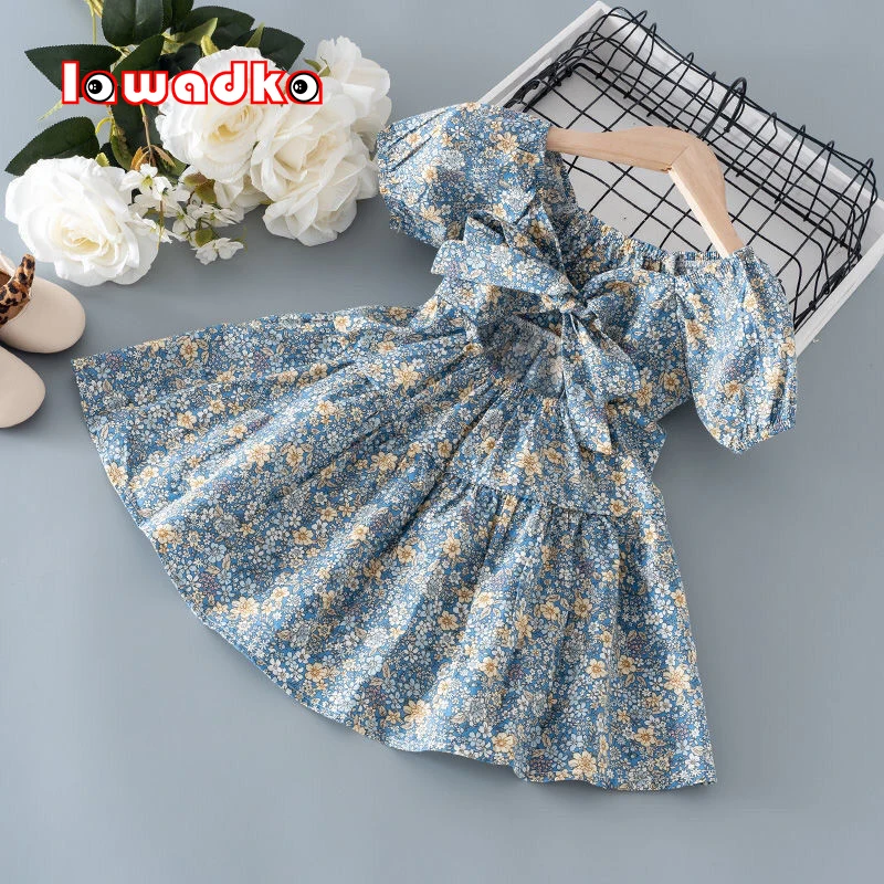 Lawadka New Summer Kids Girls Dress Print Floral Bow Dresses For Girls Fashion Princess Girls\' Children Clothing 2022