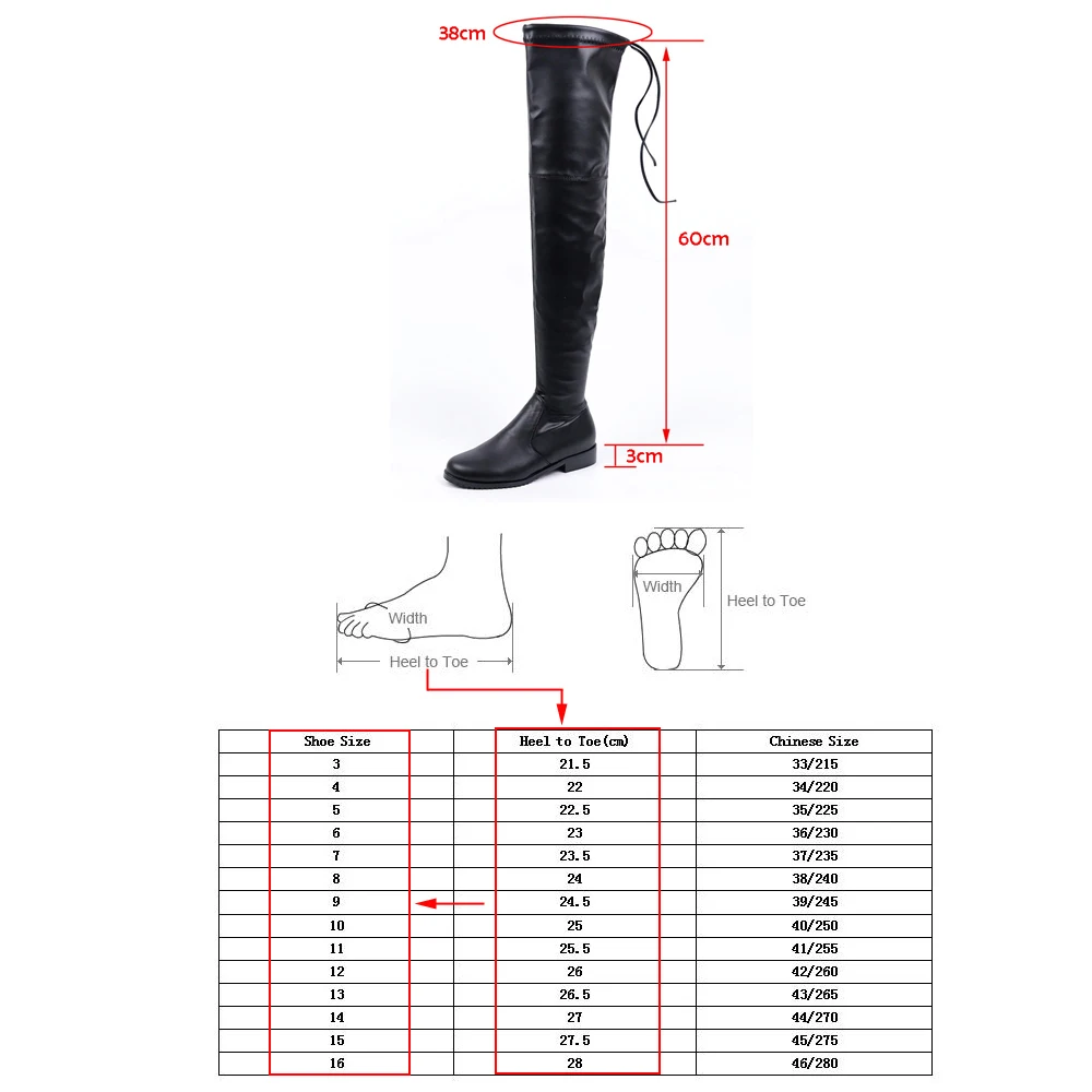 Black Low Heels Over The Knee Boots Women Thigh High Boots Ladies Round Toe Spring AutumnLong Boots Botas Invierno Mujer