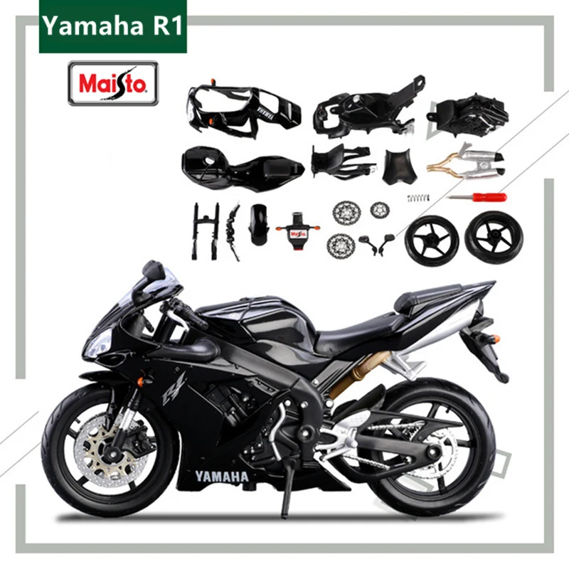 Maisto Brand new 1:12 Yamaha R1 Assemble DIY racing motorcycle simulation alloy motorcycle model collection toy car gift