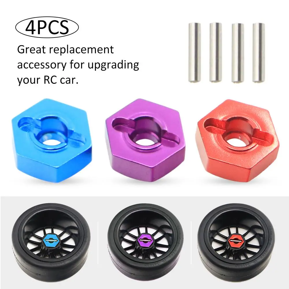 

4pcs Aluminum Alloy Wheel Hex Drive Hub Adapter 1/10 Remote Control Toy Car 12mm Hexagonal Connector Metal Wheel Seat Adapter