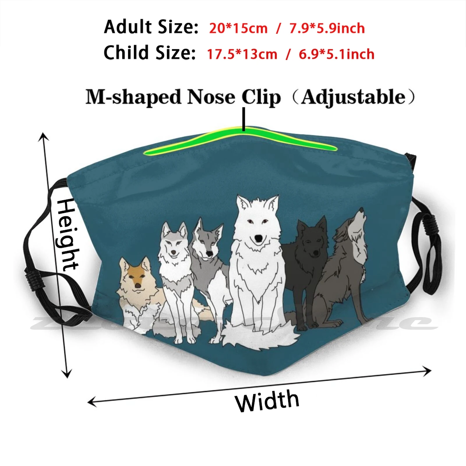 Stark Wolves Mask DIY Washable Filter Pm2.5 Mouth House Stark Got Wolf Wolves Jon Snow Arya