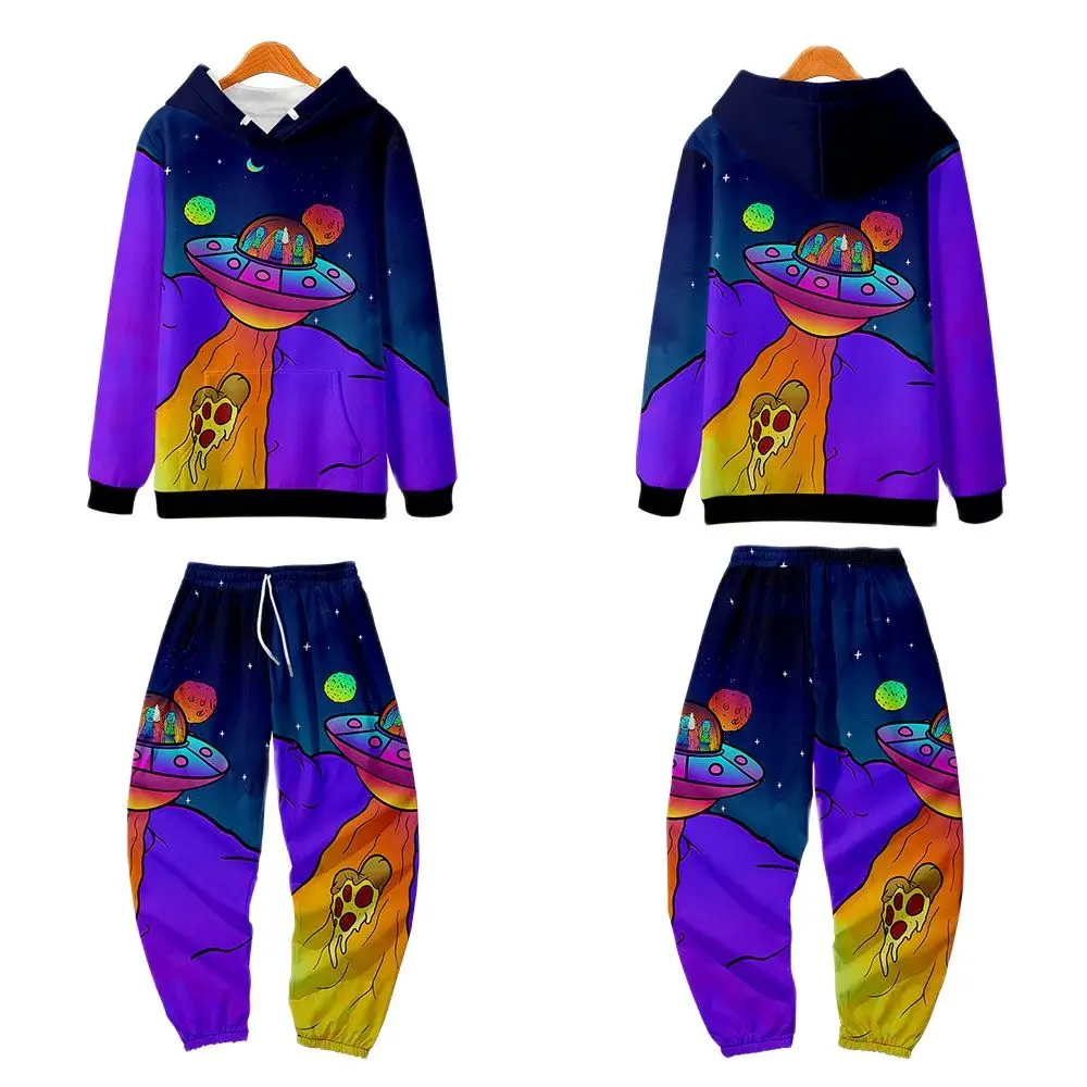 

Two Piece Set Men's Alien Print Hoodies Sweatshirts Suits Spring Autumn Fashion Pullover Tracksuit Hoodie Pants