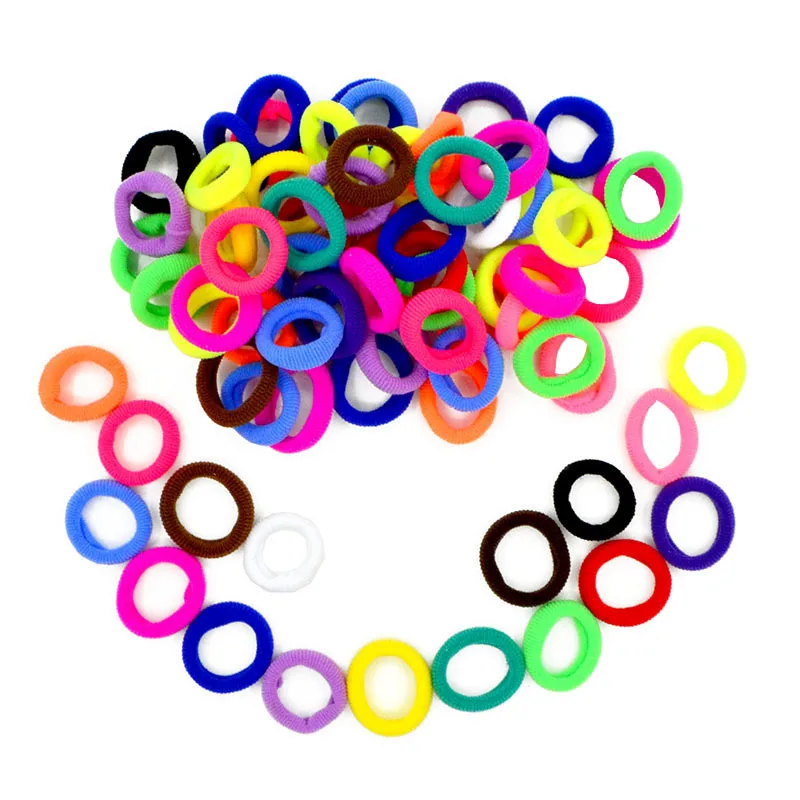 50 Pcs Cute Small Child Kids Ponytail Holders Black White Colorful Seamless Rubber Band Tie Gum Hair Bands For Girl