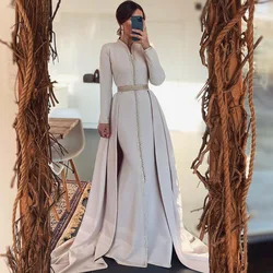 Furtanseo White Moroccan Caftan Evening Dresses A-Line Detachable Train Formal Prom Dress Dubai Plus Size Party Gowns 2024