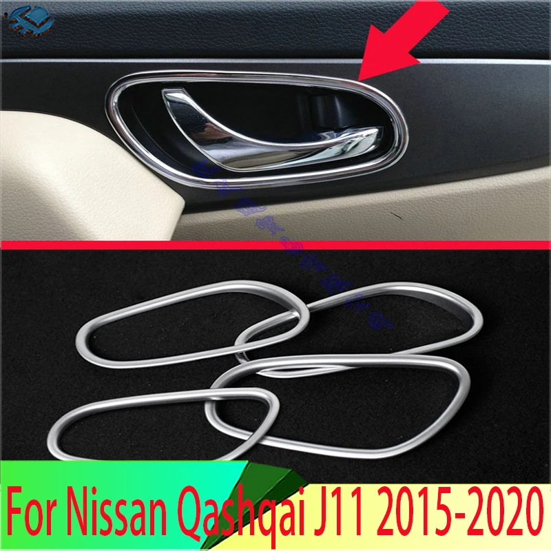 

Для Nissan Qashqai J11 2016 2017 2018 2019 2020 ABS хромированная внутренняя дверная ручка крышка защелки чаши накладка вставка безель рамка гарнир