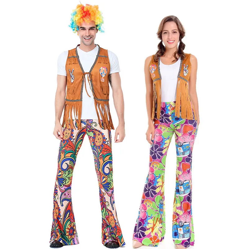 Người Lớn 60 70 Retro Hippie Gogo Cô Gái Disco Trang Phục Hip Hop Ca Sĩ Cosplay Dành Cho Nữ Cặp Đôi Lạ Mắt trang Phục Đầm