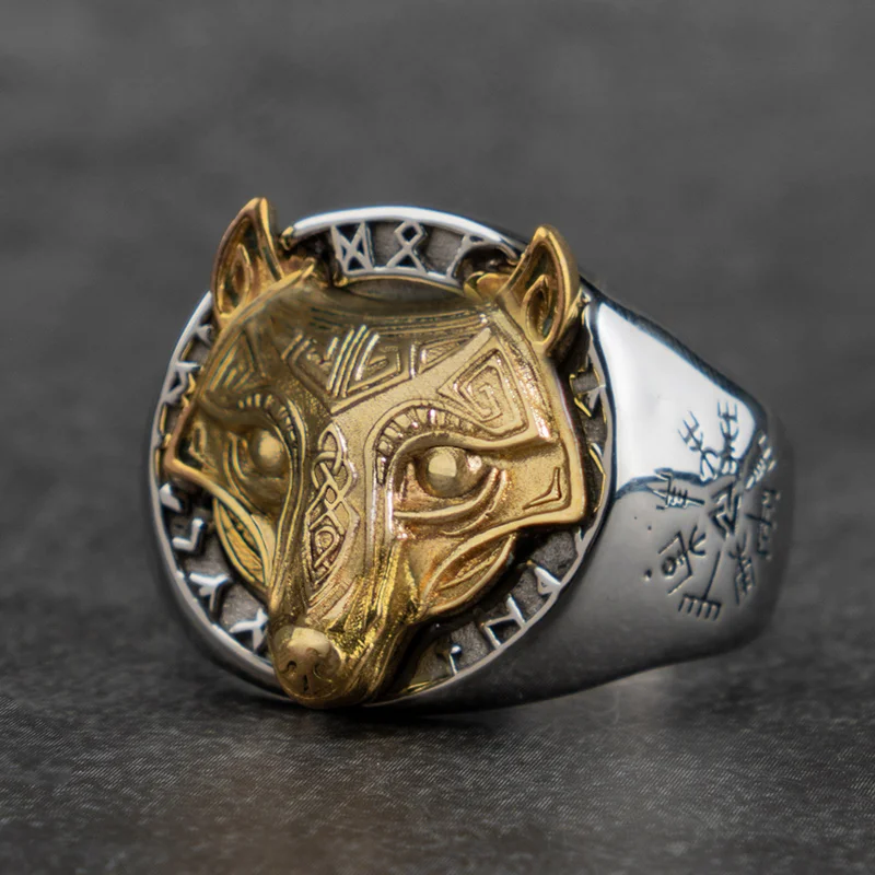 

Viking wolf Knot Fenrir ring stainless steel Nordic mythology Viking wolf Index Ring fashion jewelry