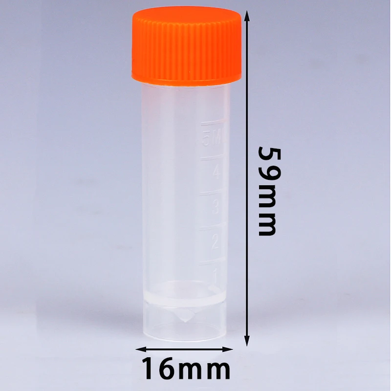 50pcs , 5ml PP Lab Cryopreservation Tube Cryotube Freezing Tubes Centrifuge Tube Volume Vials Bottles With Screw Cap