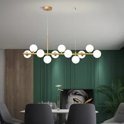 Nordic Modern LED Pendant Light, Gold Light, Bola De Vidro, 11 Cabeças, Pendurado Lâmpada para Cozinha, Sala De Jantar, Suspensão Luminária Design