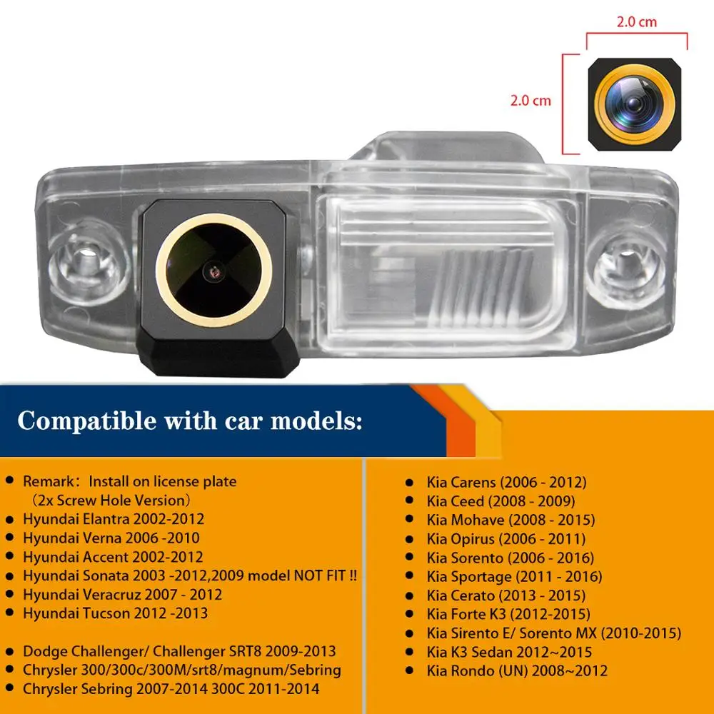 HD1280x720P Golden Car Rear View Camera for Hyundai MISTRA Elantra/Sonata/Accentt/Tucson/Terracan/Kia Carens/Opirus/Sorento