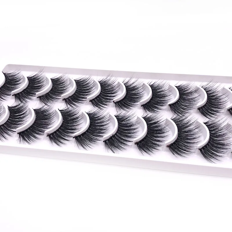 10Pairs 3D Faux Cils False Eyelashes Faux Mink Hair Handmade Fluffy Wispy Natural Long maquillaje Lashes Extension Makeup Tools