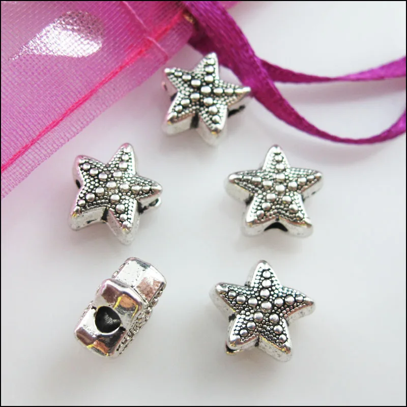 20 New Charms Tibetan Silver Tone Sea Starfish Spacer Beads 10x10.5mm