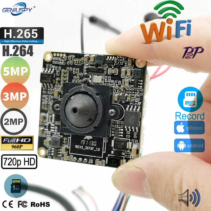 

RTMP RTSP 1080P 2MP 5MP IMX335 Hd Micro P2P Size 38*38mm Diy Covert Audio Wireless IP Camera Module Wifi SD Card Slot Camhi