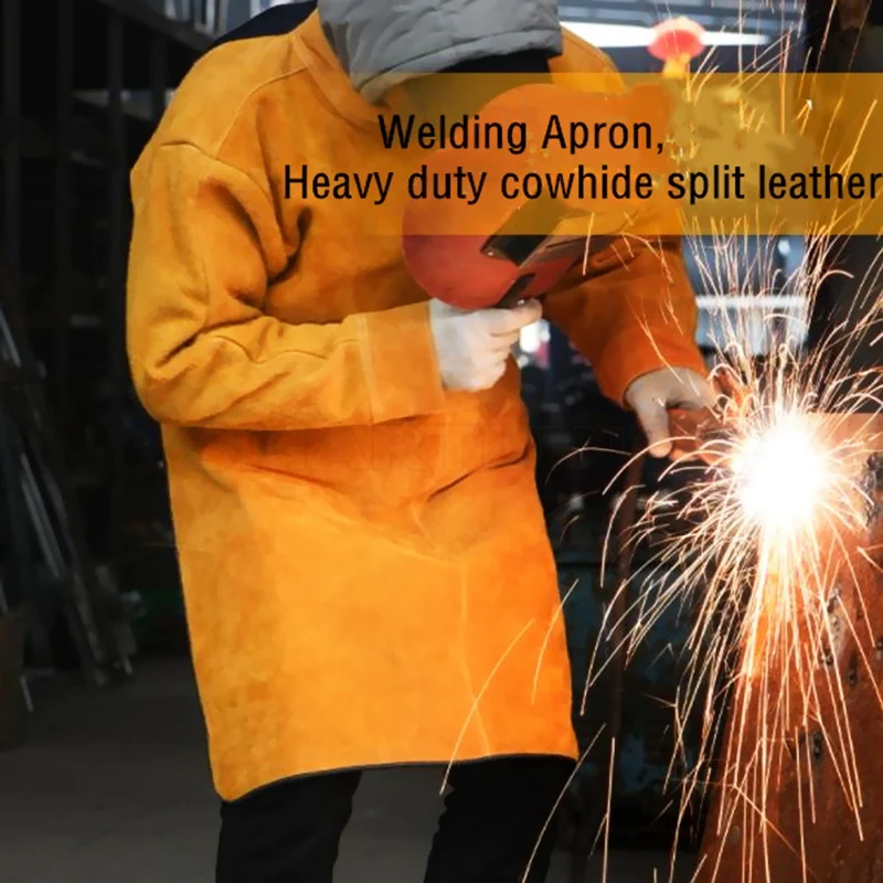 Cow Split Leather Welding Protective Clothing Apparel Welder Safety Jacket Durability Heat and Fire Resistant Safety Clothing