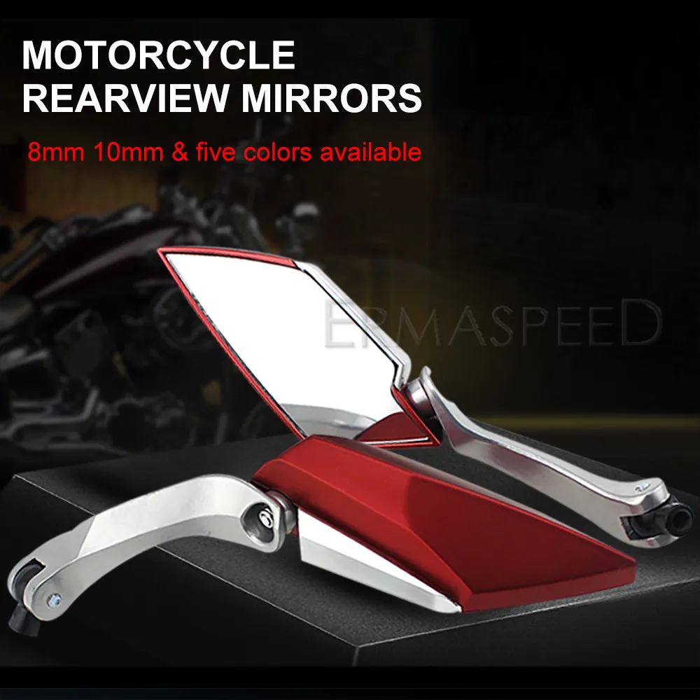 Motorcycle Mirror Carbon Fiber Red Scooter Rearview Mirrors 8mm 10mm Side Mirror for Motorbike Scooter Street Bike Accessories